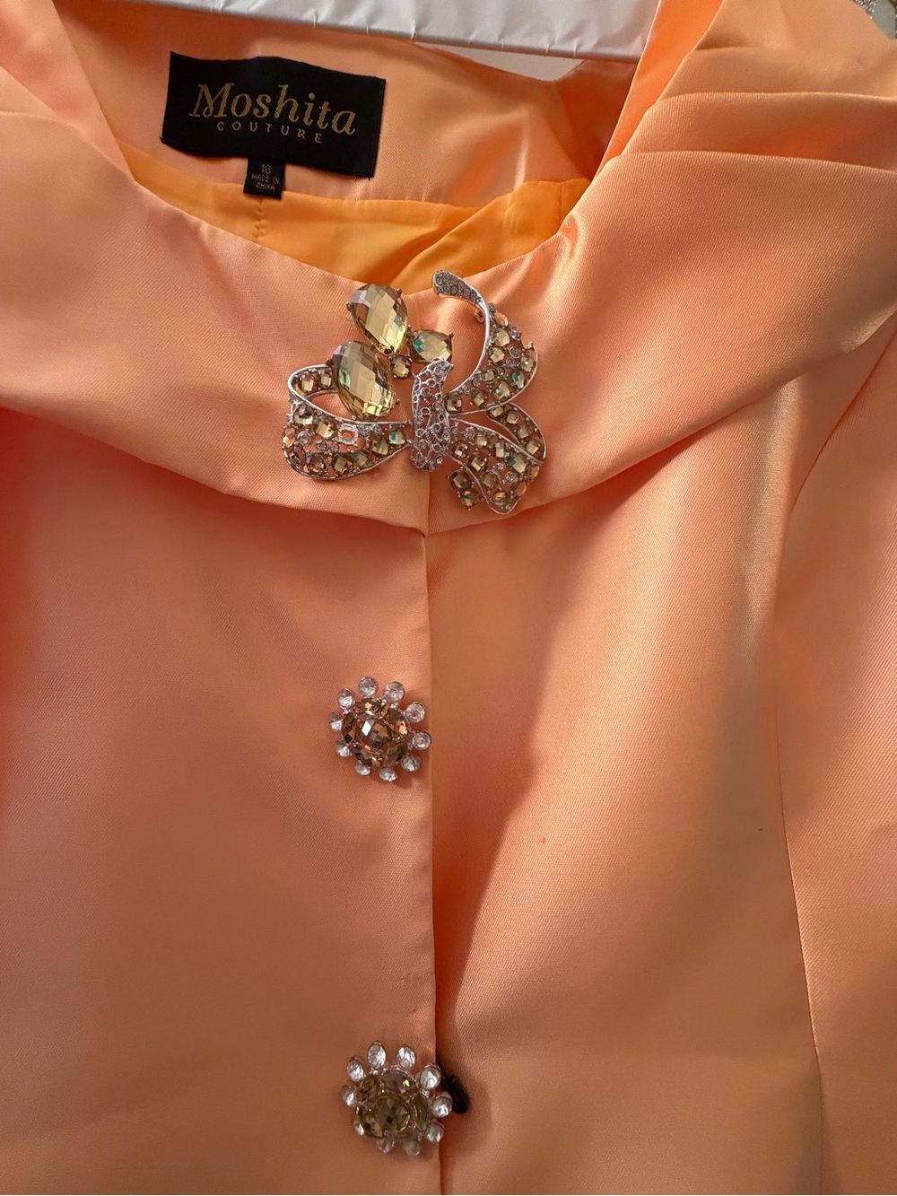 Peach Satin Women's Jacket & Skirt Set - Picture 3 of 6